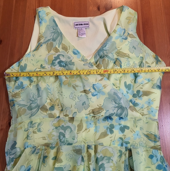 California Krush Spring Floral Green Sleeveless Midi Dress, Size 14/L, 90s - Picture 9 of 9